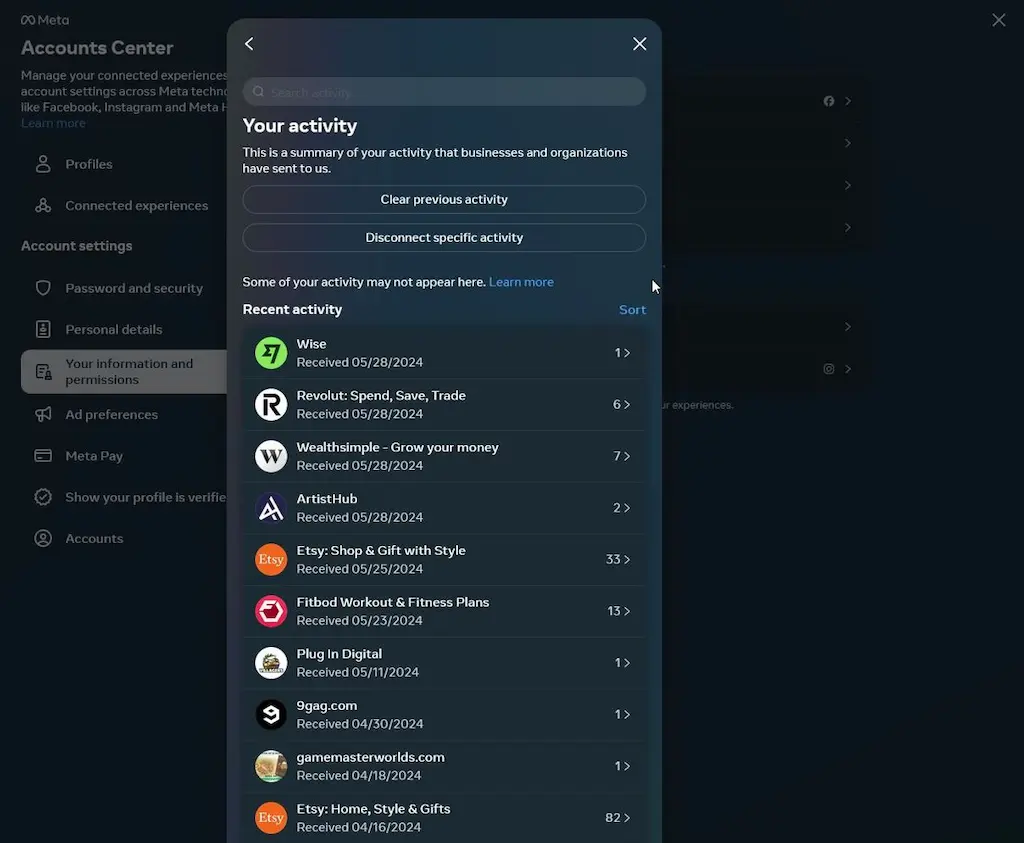 Export de mes applications Facebook, avec leur données